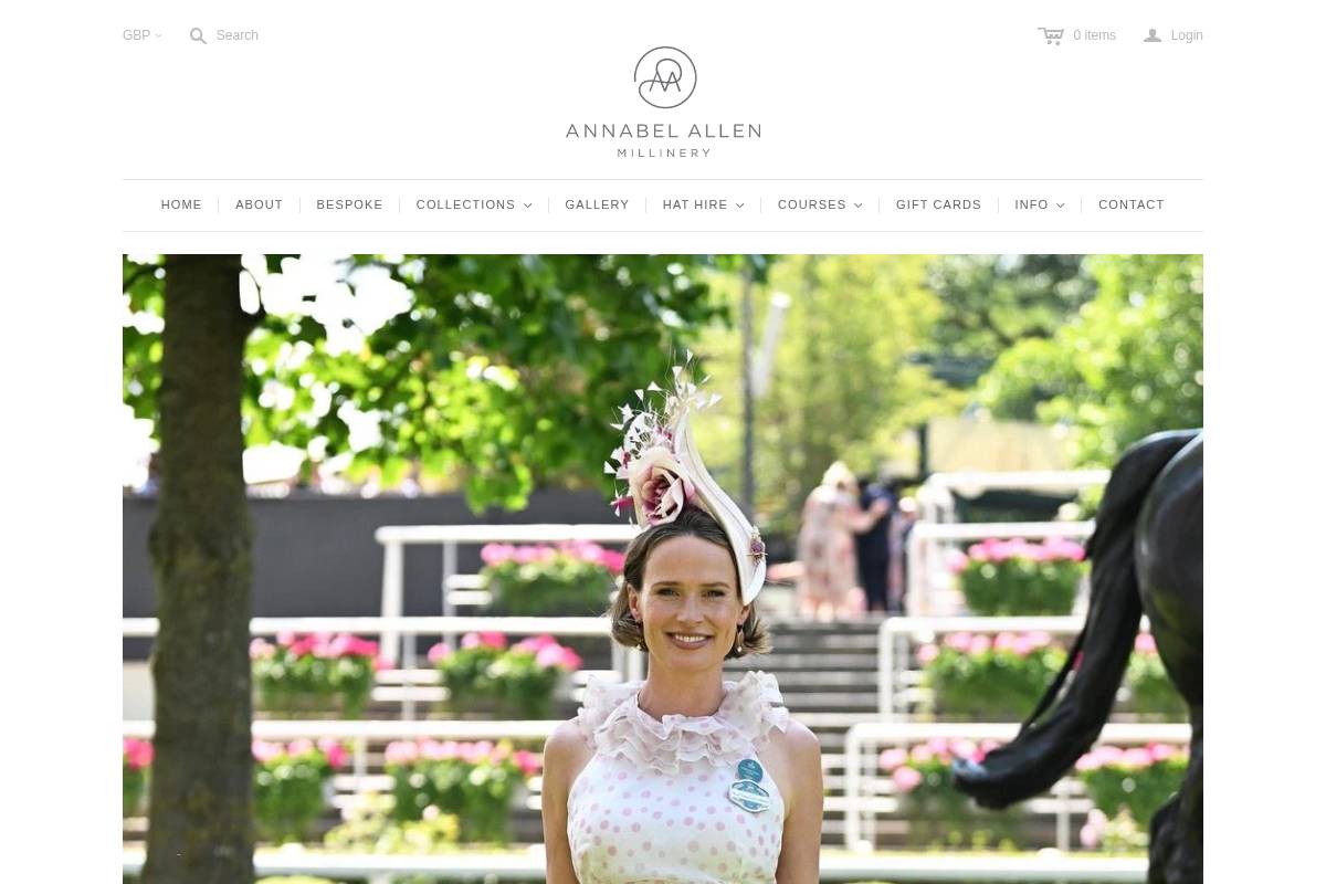 annabelallenmillinery.co.uk homepage screenshot