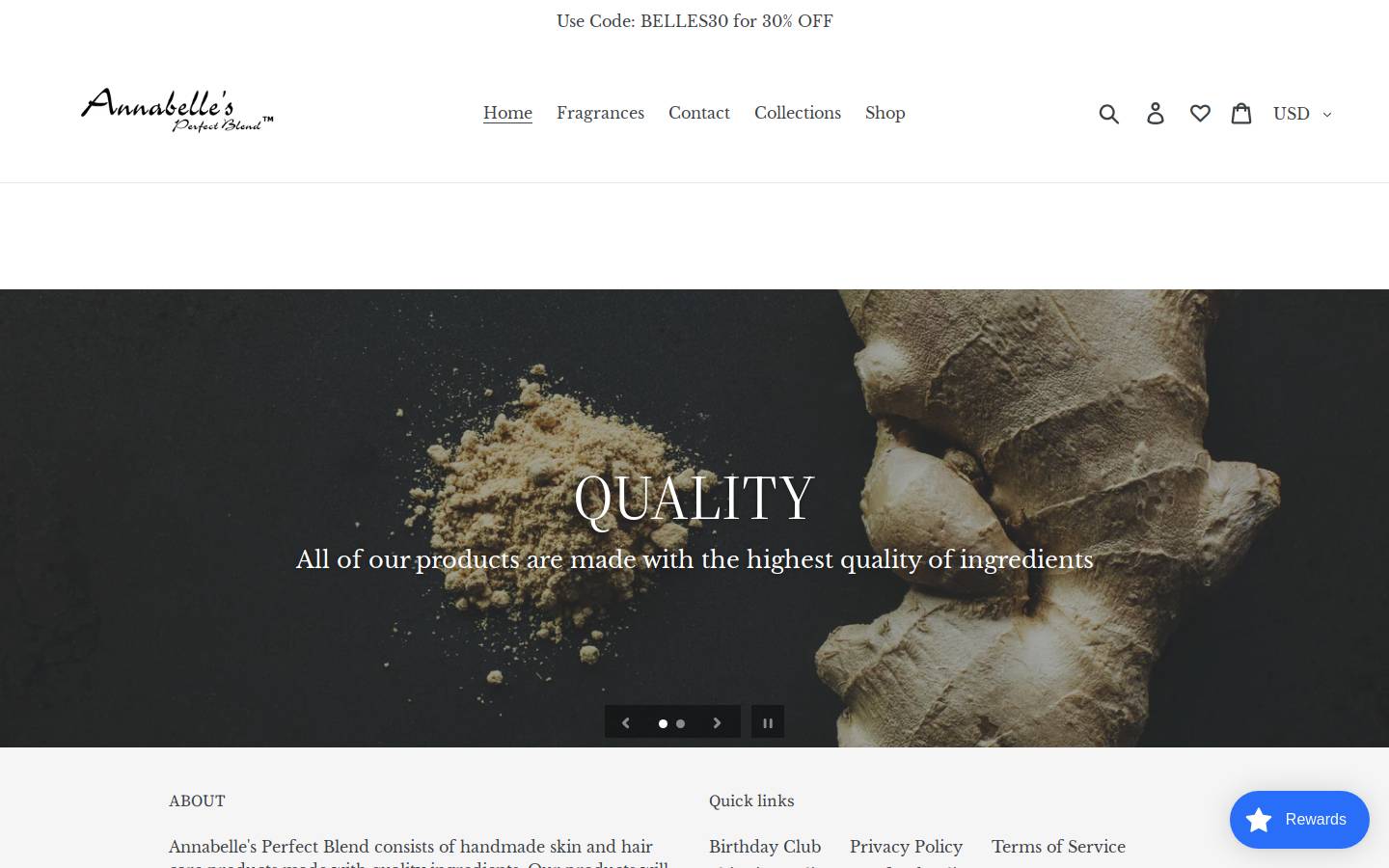 annabelleperfectblend.com homepage screenshot