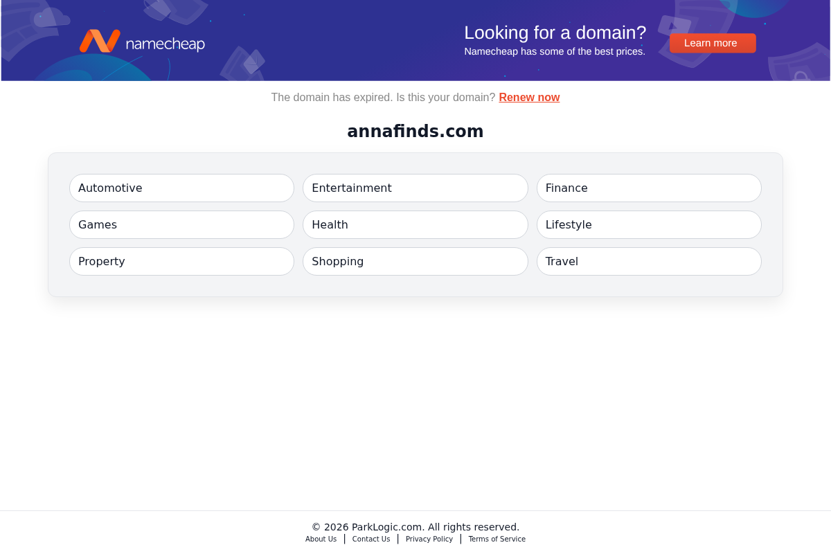 Annafinds homepage screenshot