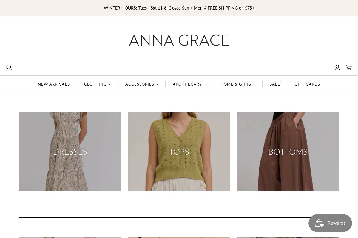 annagraceshop.com homepage screenshot