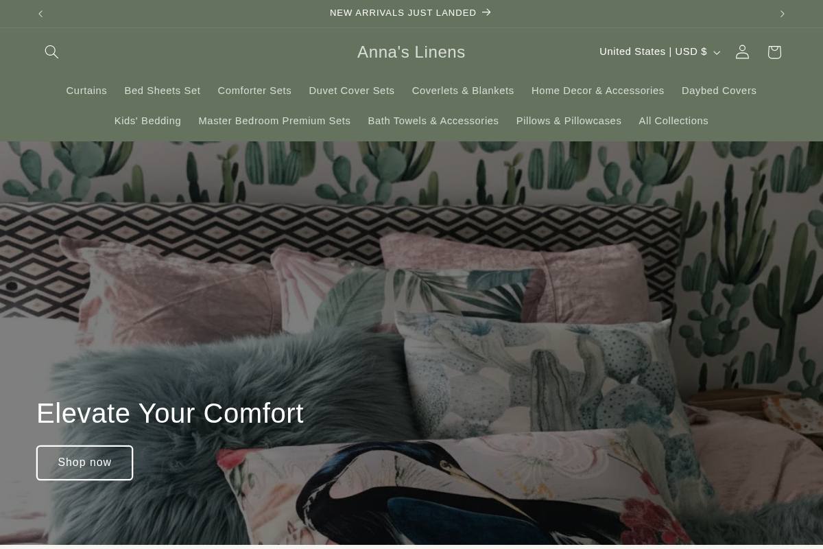 Anna's Linens homepage screenshot