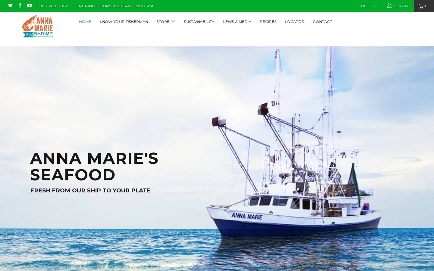 annamarieshrimp.com homepage screenshot