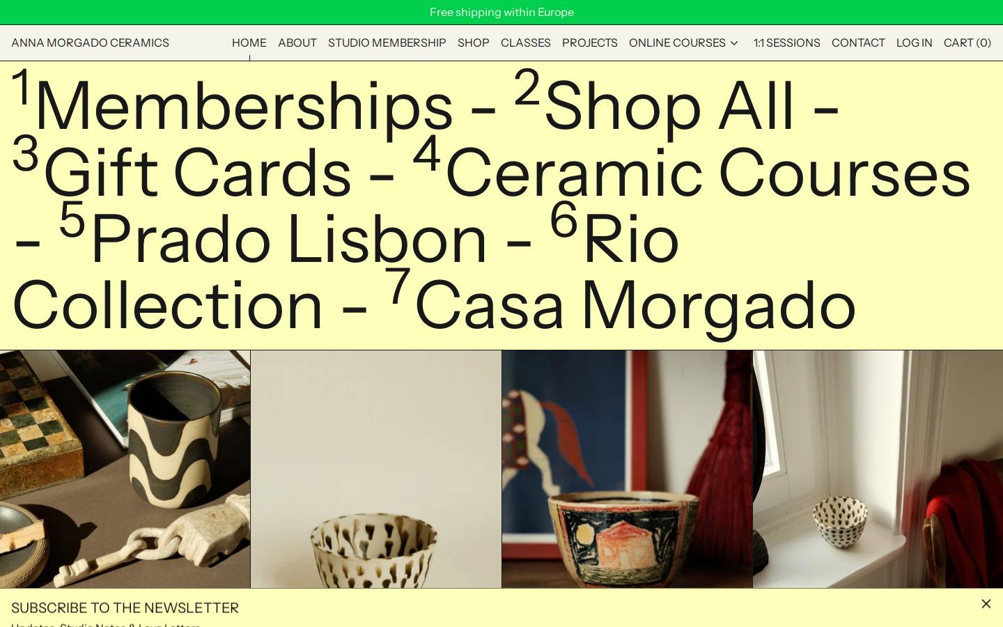 annamorgadoceramics.com homepage screenshot