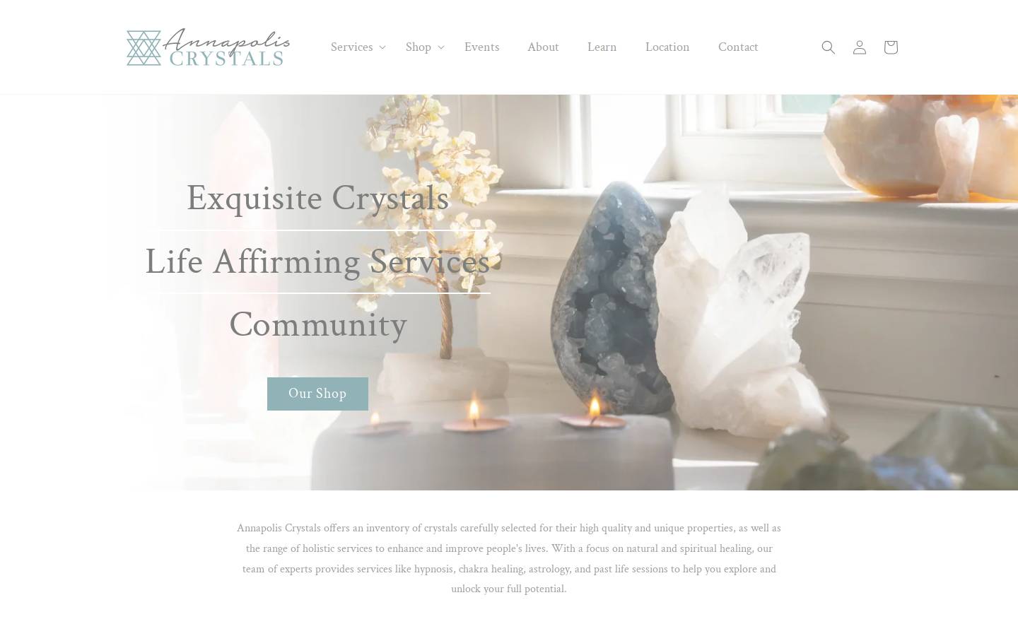 annapoliscrystals.com homepage screenshot