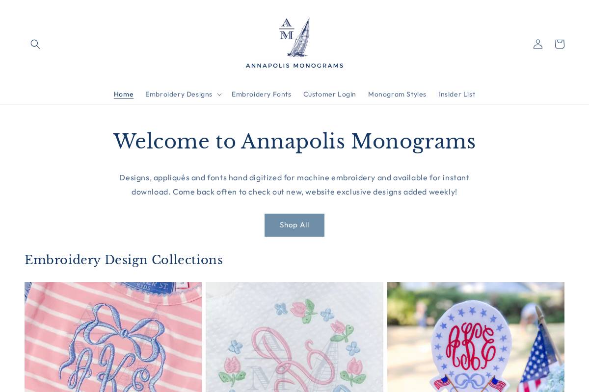 annapolismonograms homepage screenshot