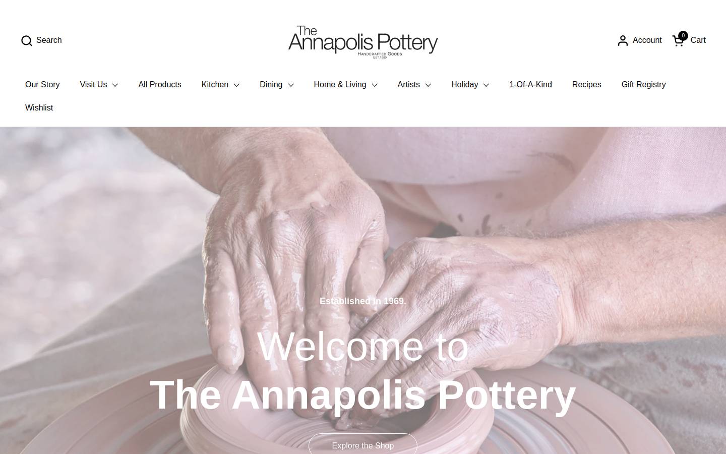 annapolispottery.com homepage screenshot