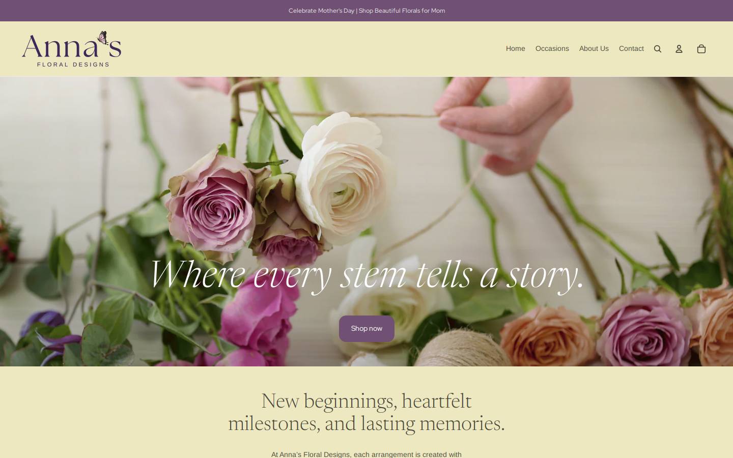 annasfloraldesigns.com homepage screenshot
