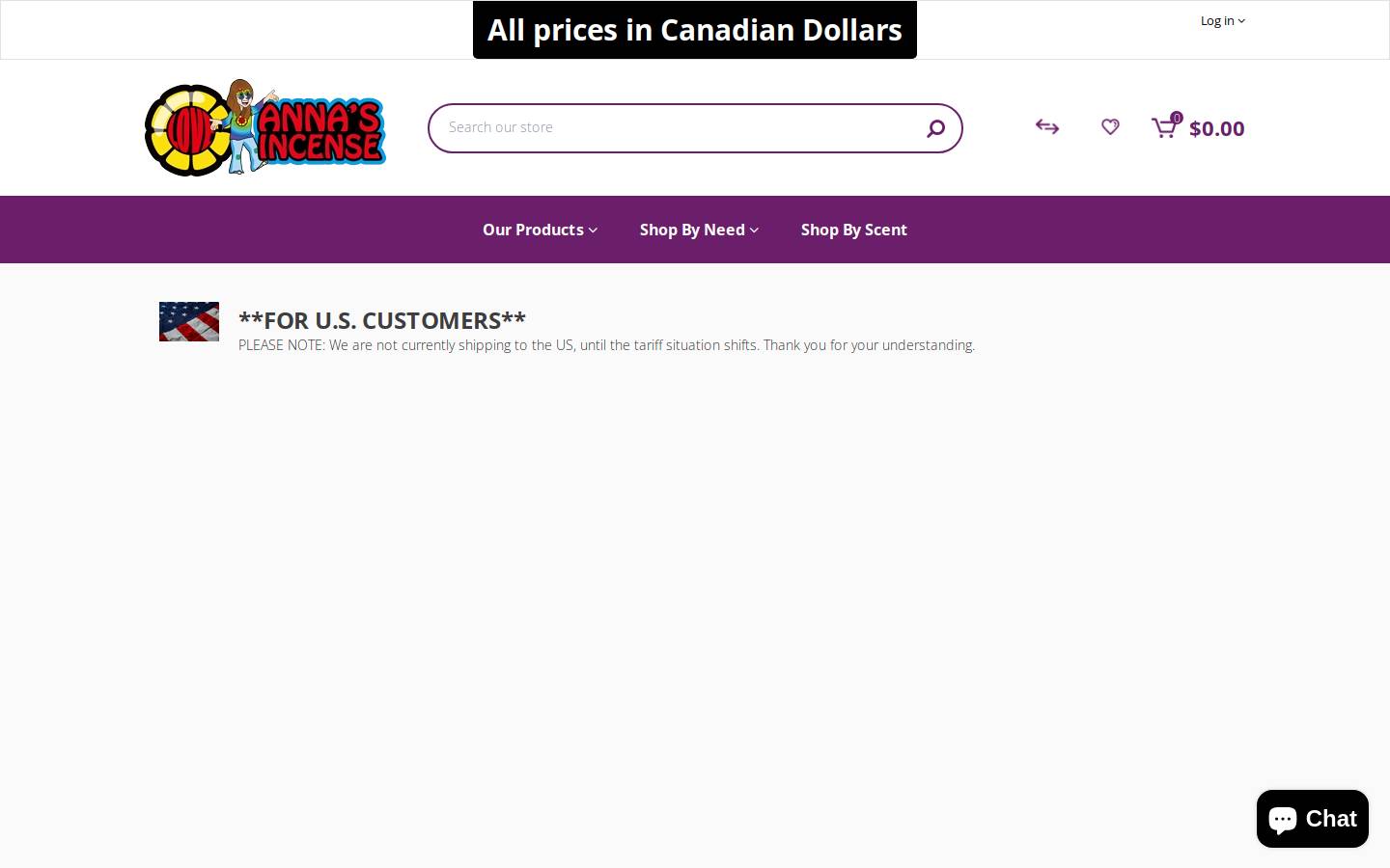 annasincense.ca homepage screenshot