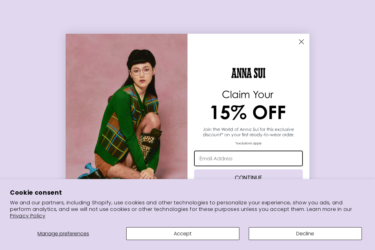 Anna Sui homepage screenshot