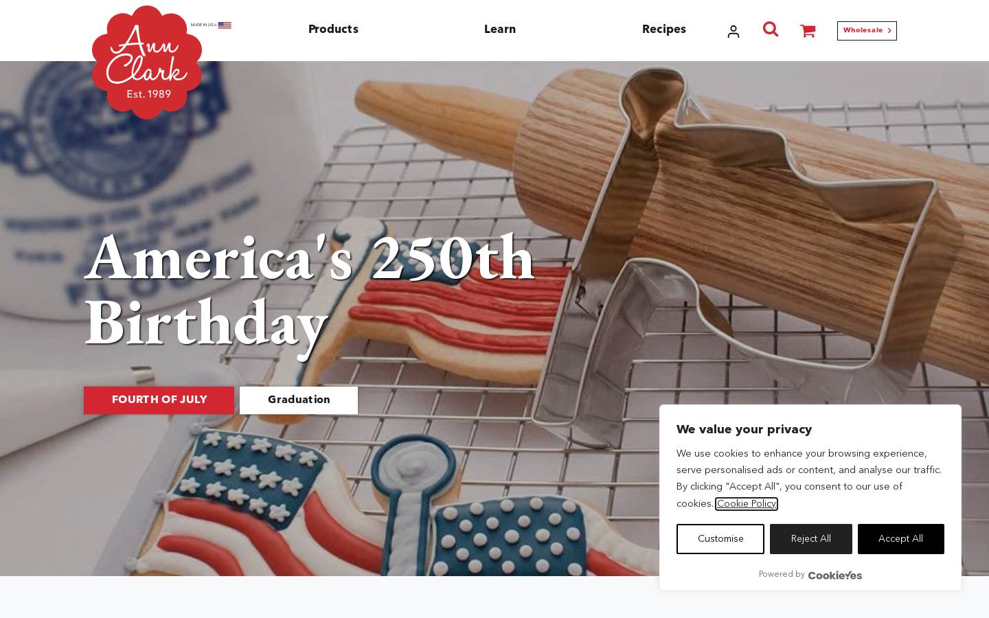 annclarkcookiecutters.com homepage screenshot