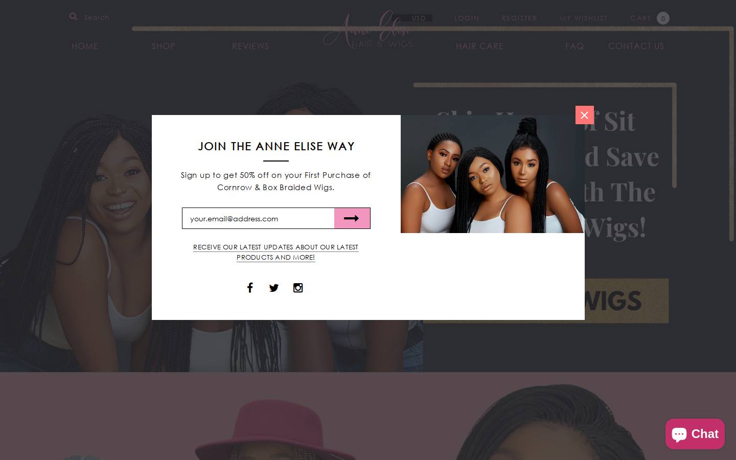 anneeliserealhair.com homepage screenshot