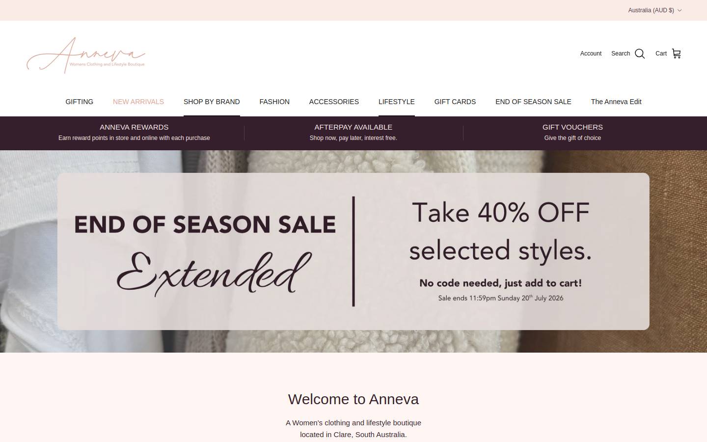 anneva.com.au homepage screenshot