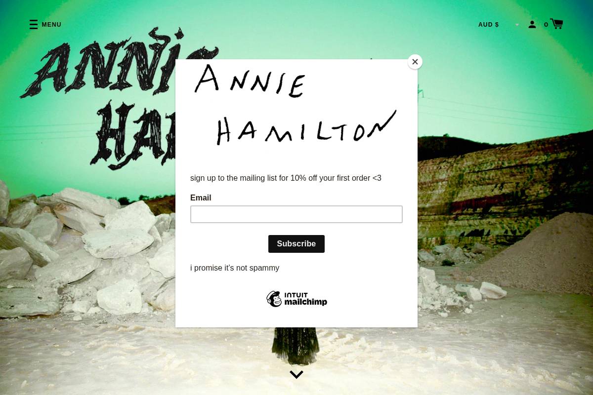 annie-hamilton.com homepage screenshot