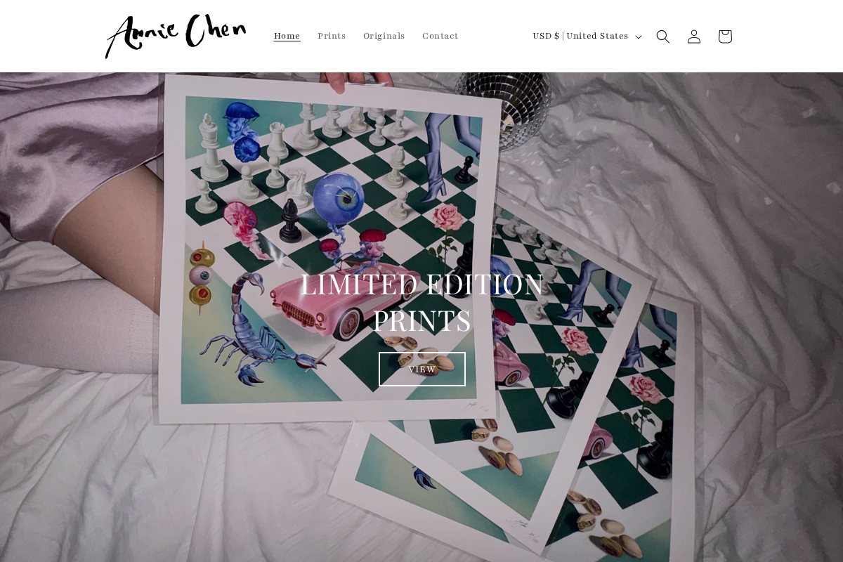 Annie Chen Art homepage screenshot
