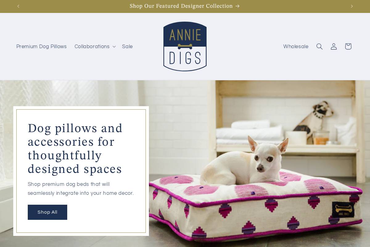 anniedigs.com homepage screenshot