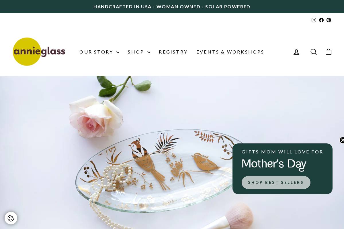 Annieglass homepage screenshot