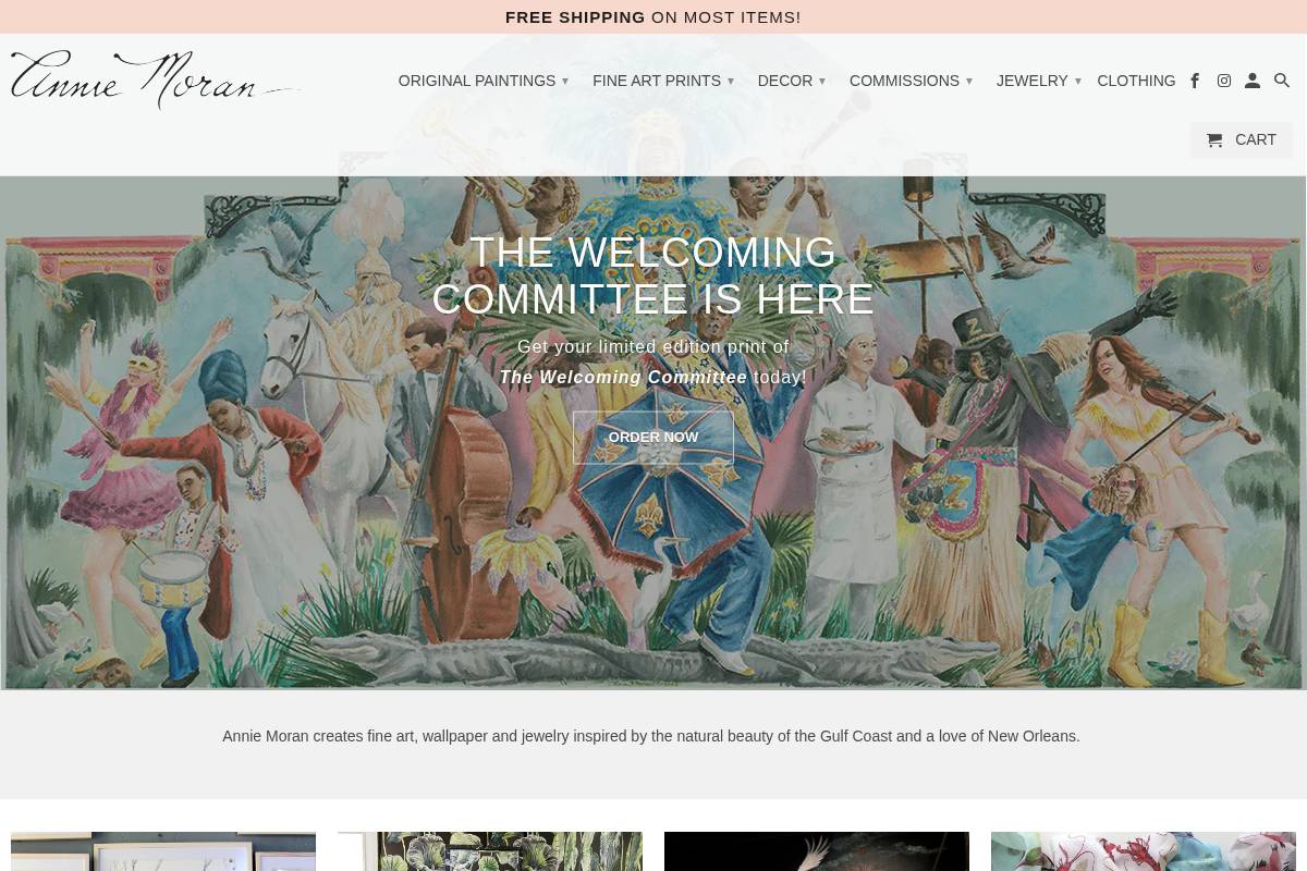 anniemoran.com homepage screenshot