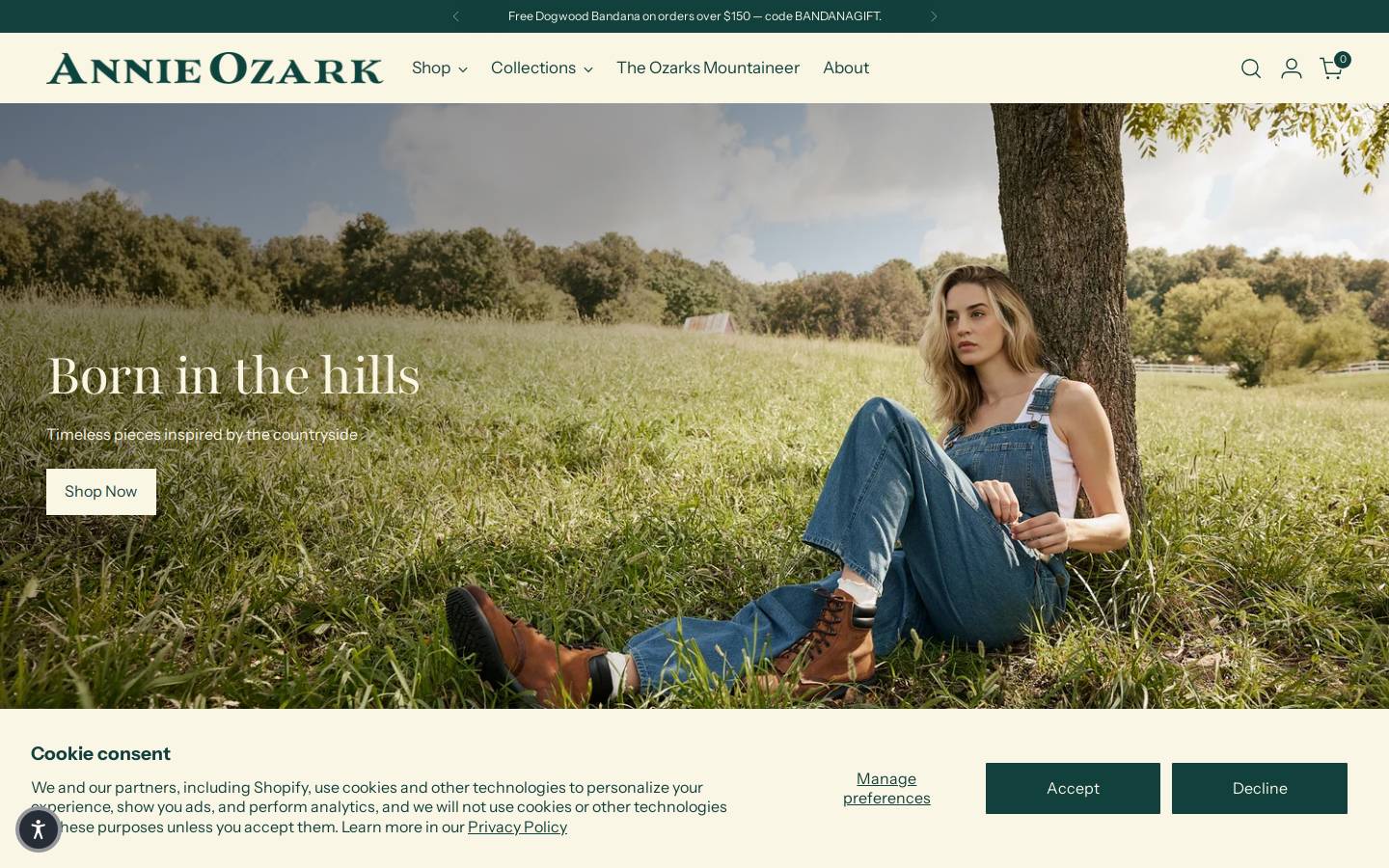 annieozark.com homepage screenshot