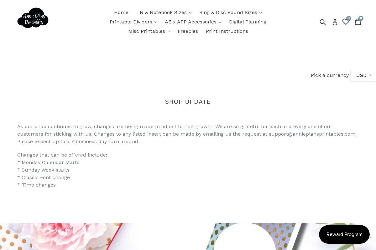 annieplansprintables.com homepage screenshot