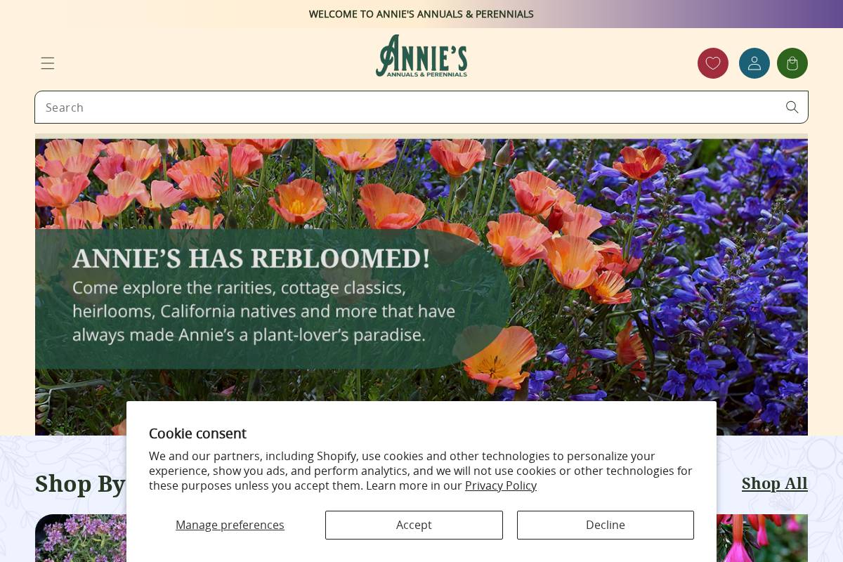 Anniesannuals homepage screenshot