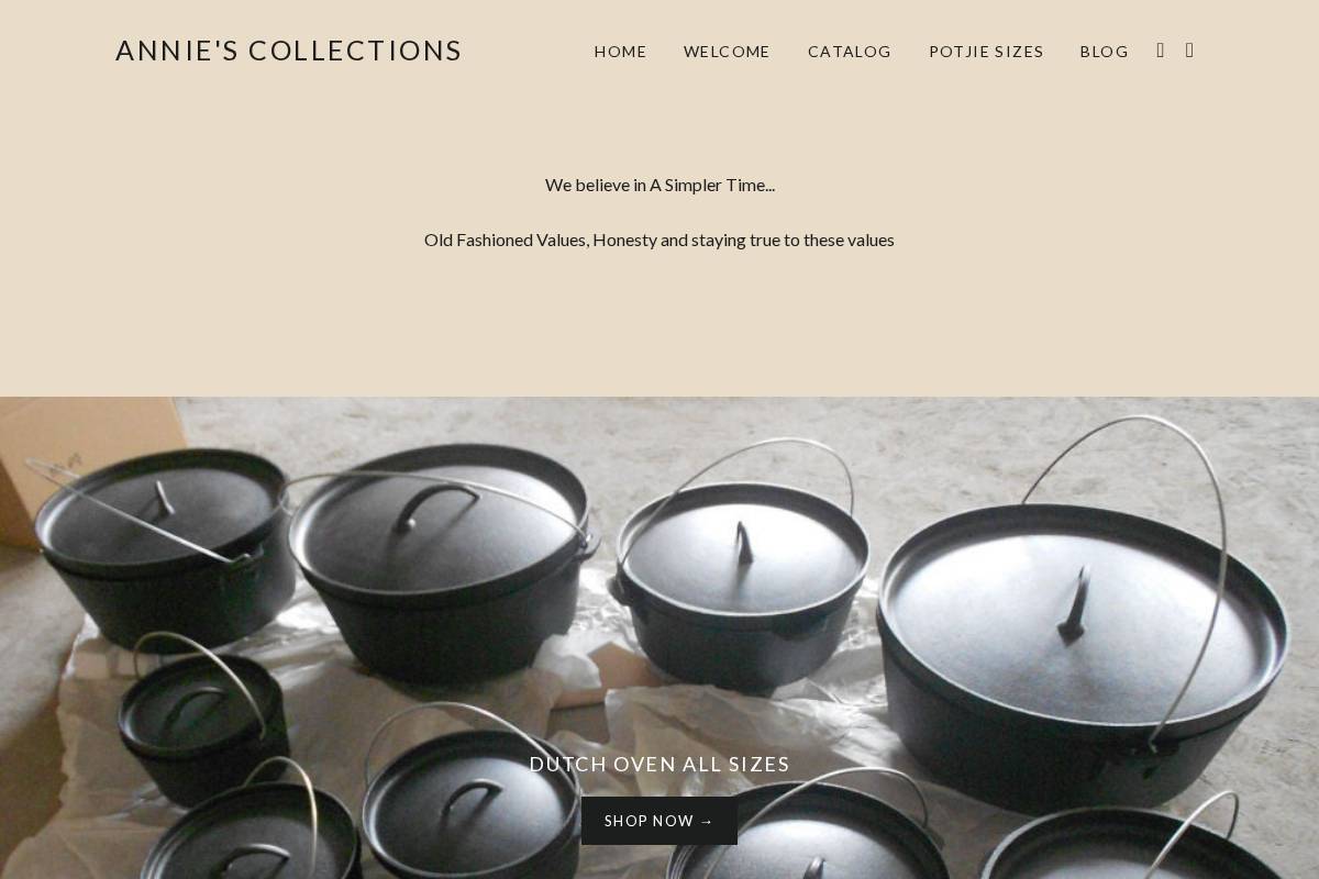 anniescollections.com homepage screenshot