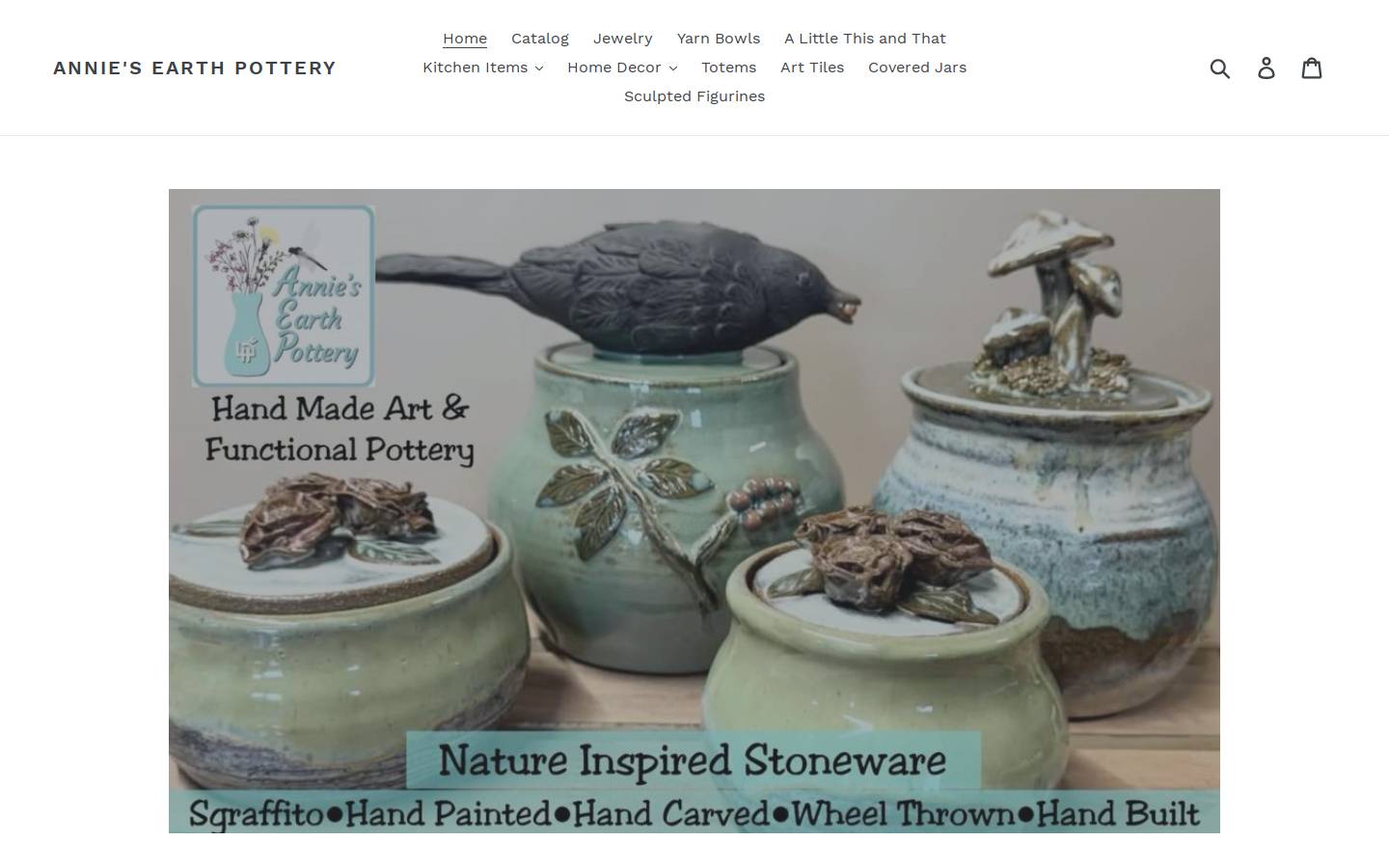 anniesearthpottery.com homepage screenshot