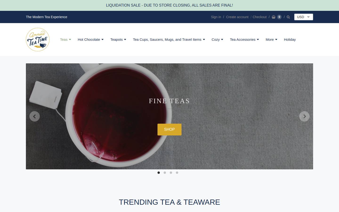 anniesteatime.net homepage screenshot