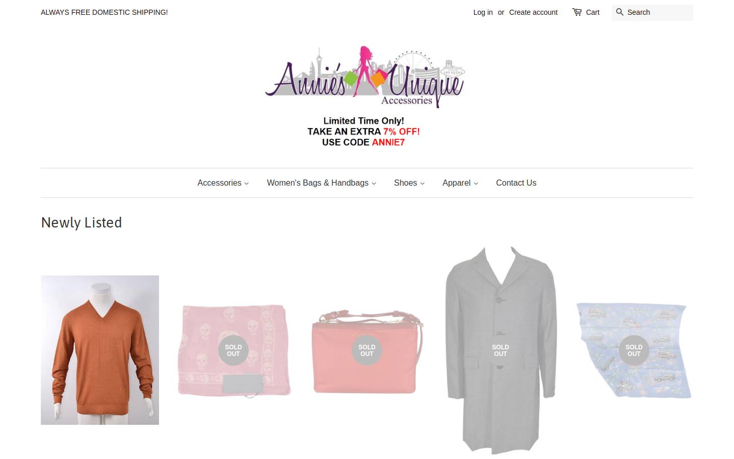 anniesuniqueaccessories.com homepage screenshot