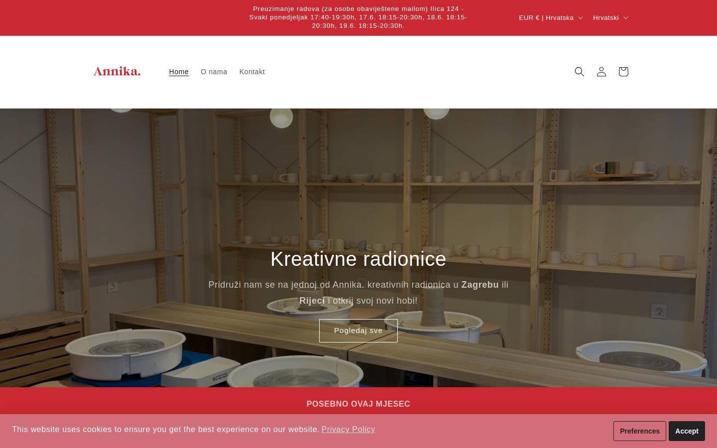 annikaceramics.com homepage screenshot