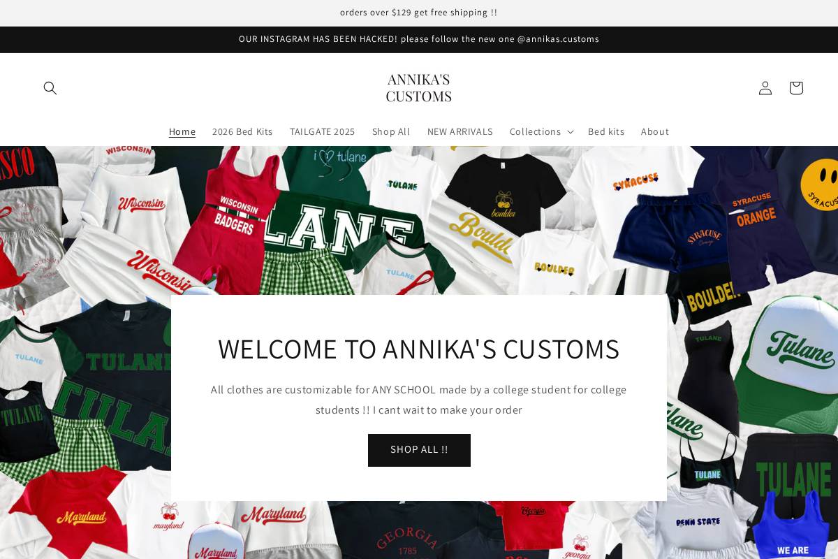 annikascustoms.com homepage screenshot