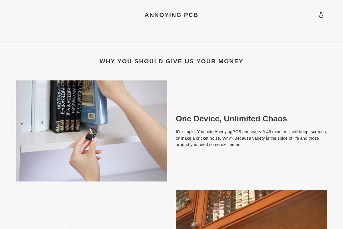 annoyingpcb.com homepage screenshot