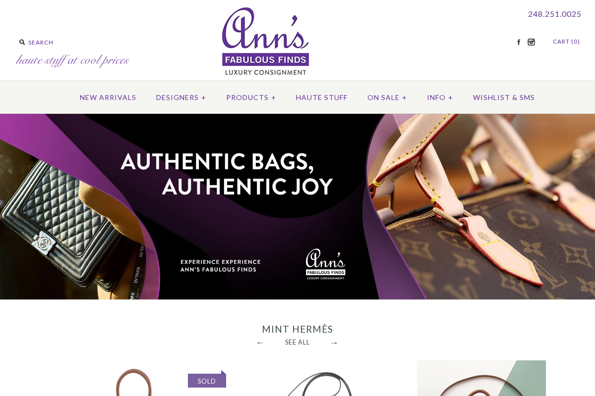 Ann's Fabulous Finds homepage screenshot