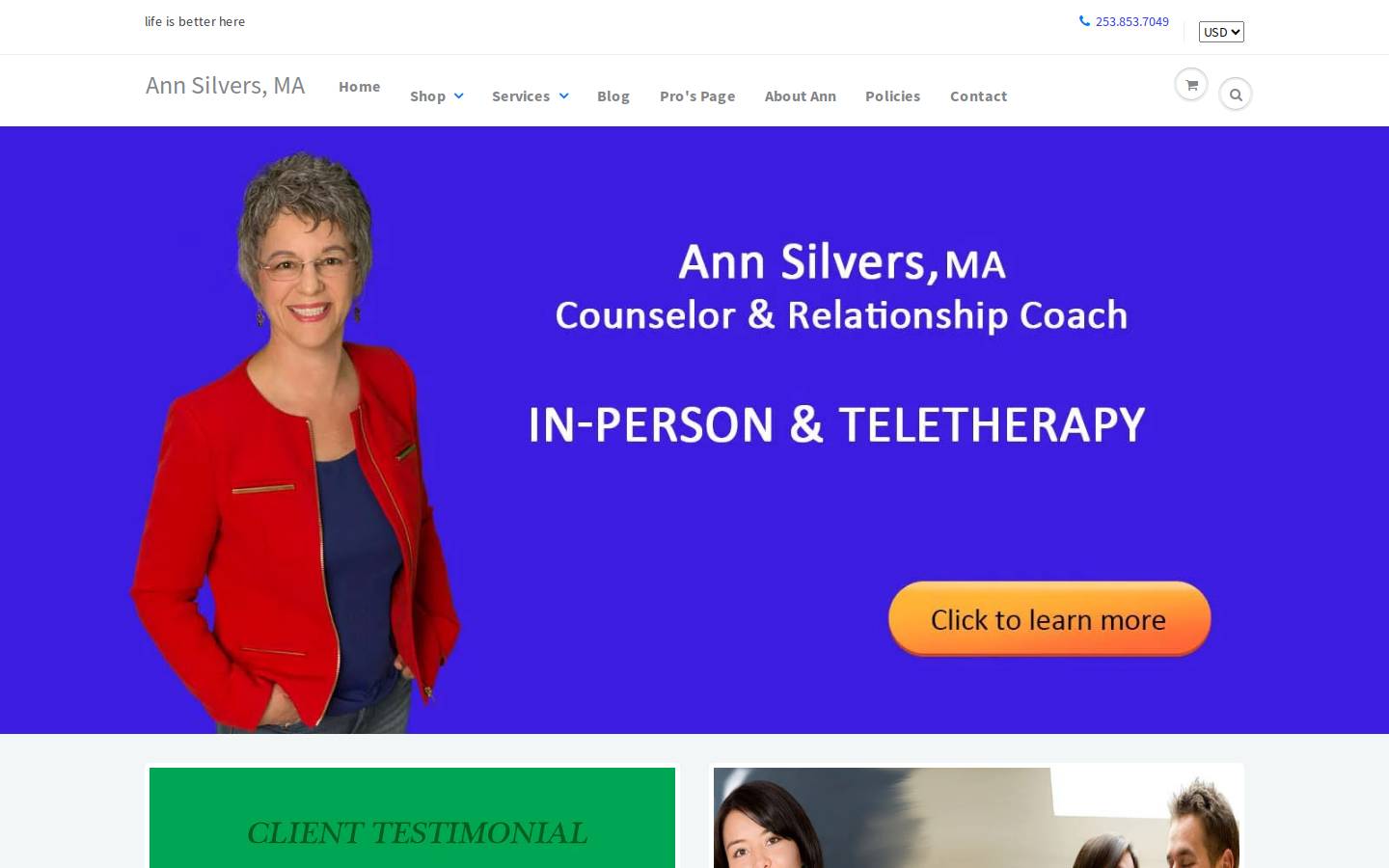 annsilvers.com homepage screenshot