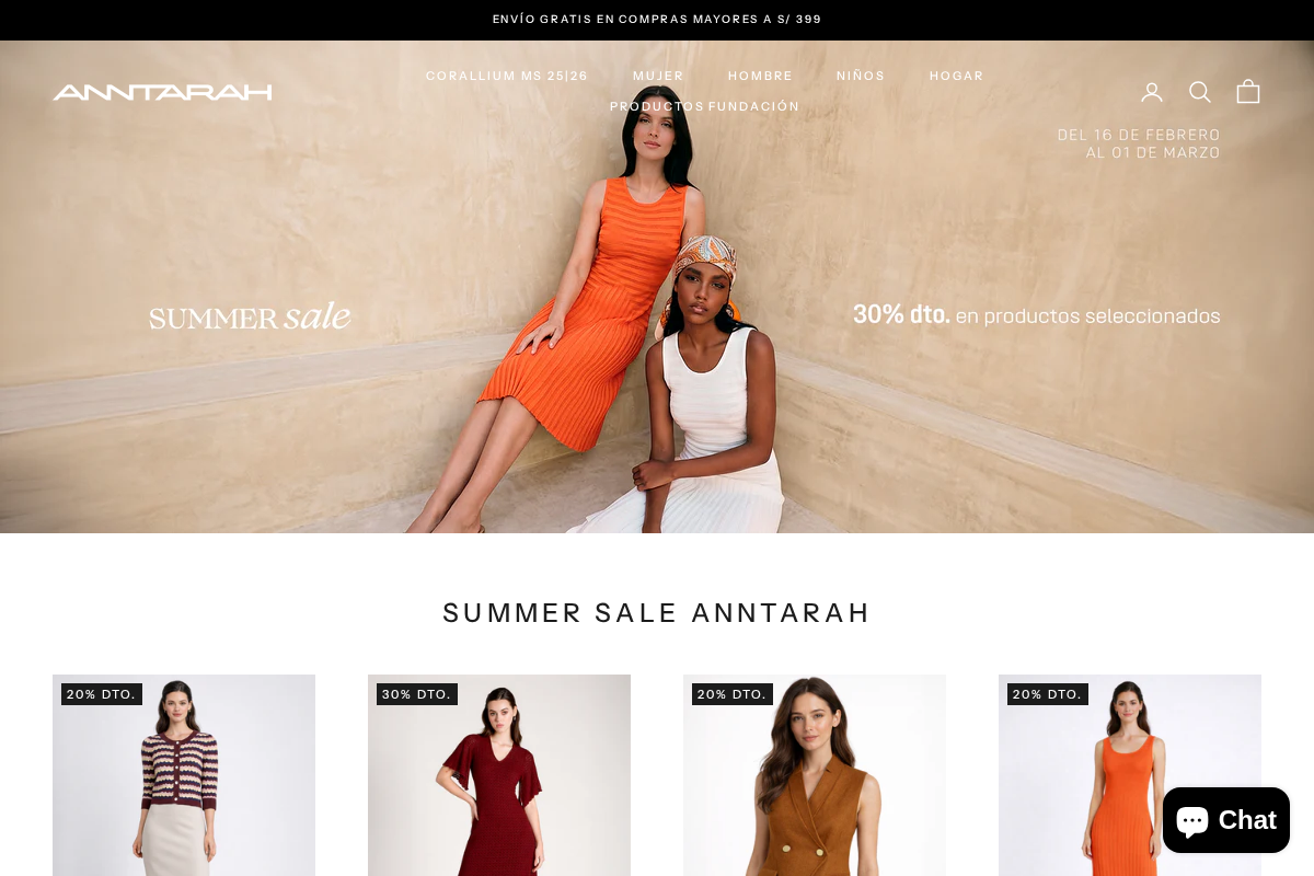 Anntarah Perú homepage screenshot