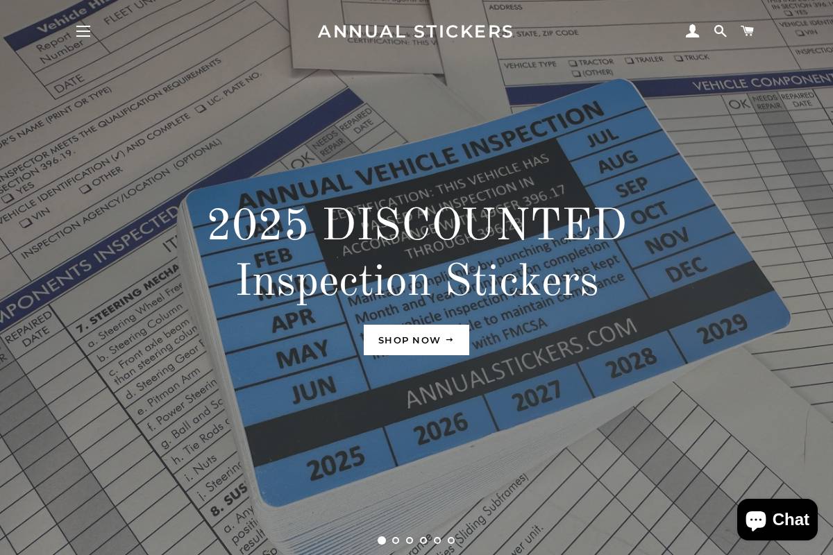 annualstickers.com homepage screenshot