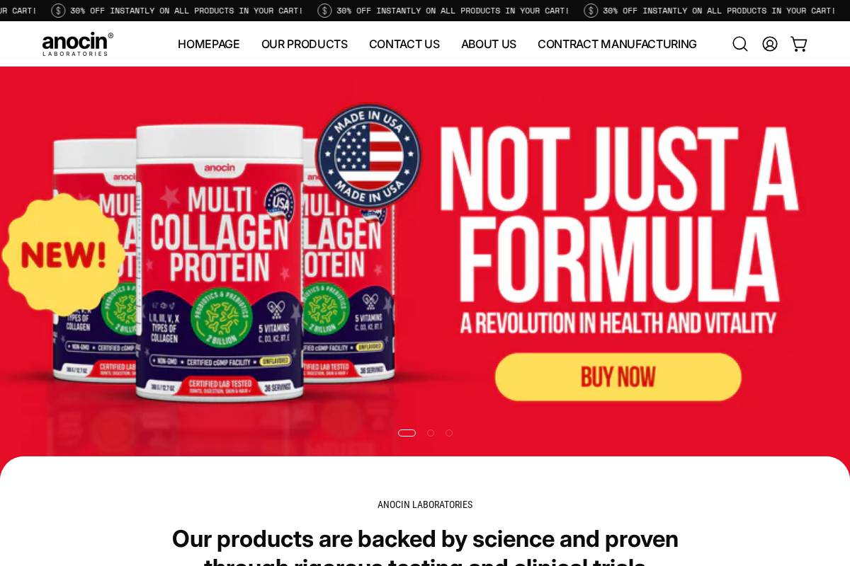 anocinusa.com homepage screenshot