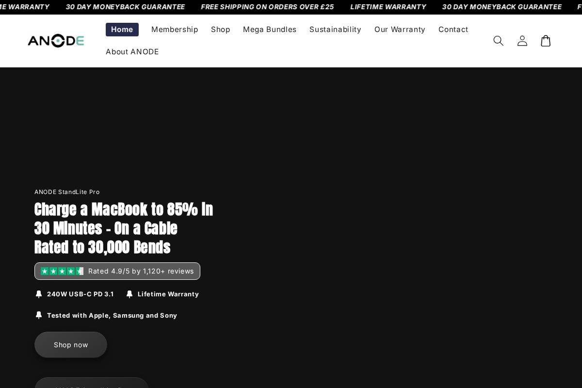 Anode Global homepage screenshot