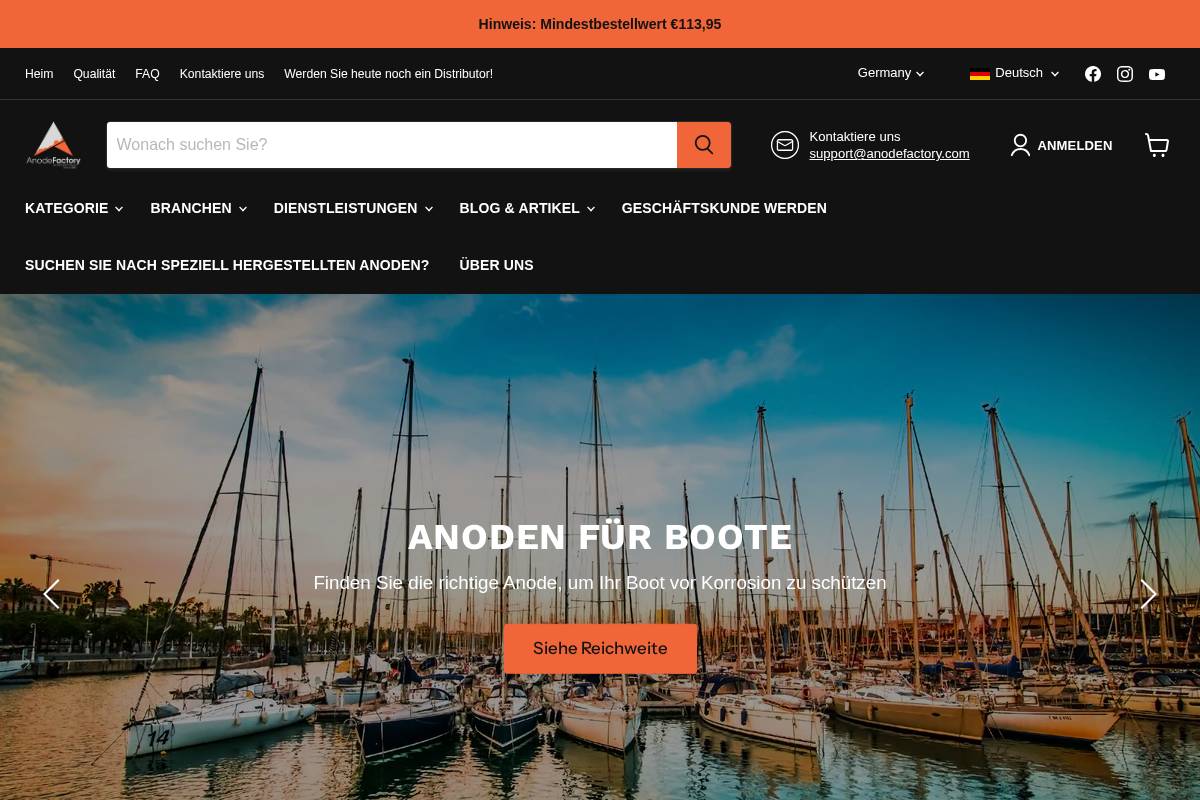 anodefactory.de homepage screenshot