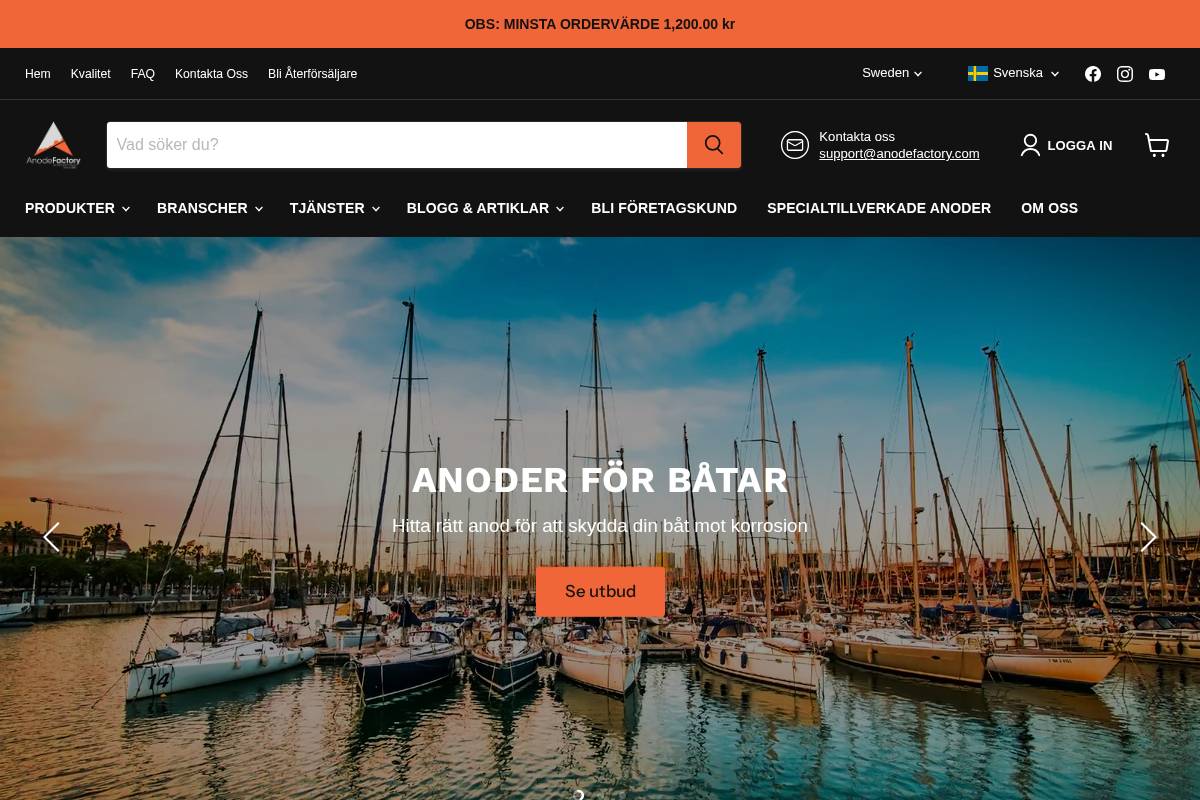 AnodeFactory homepage screenshot