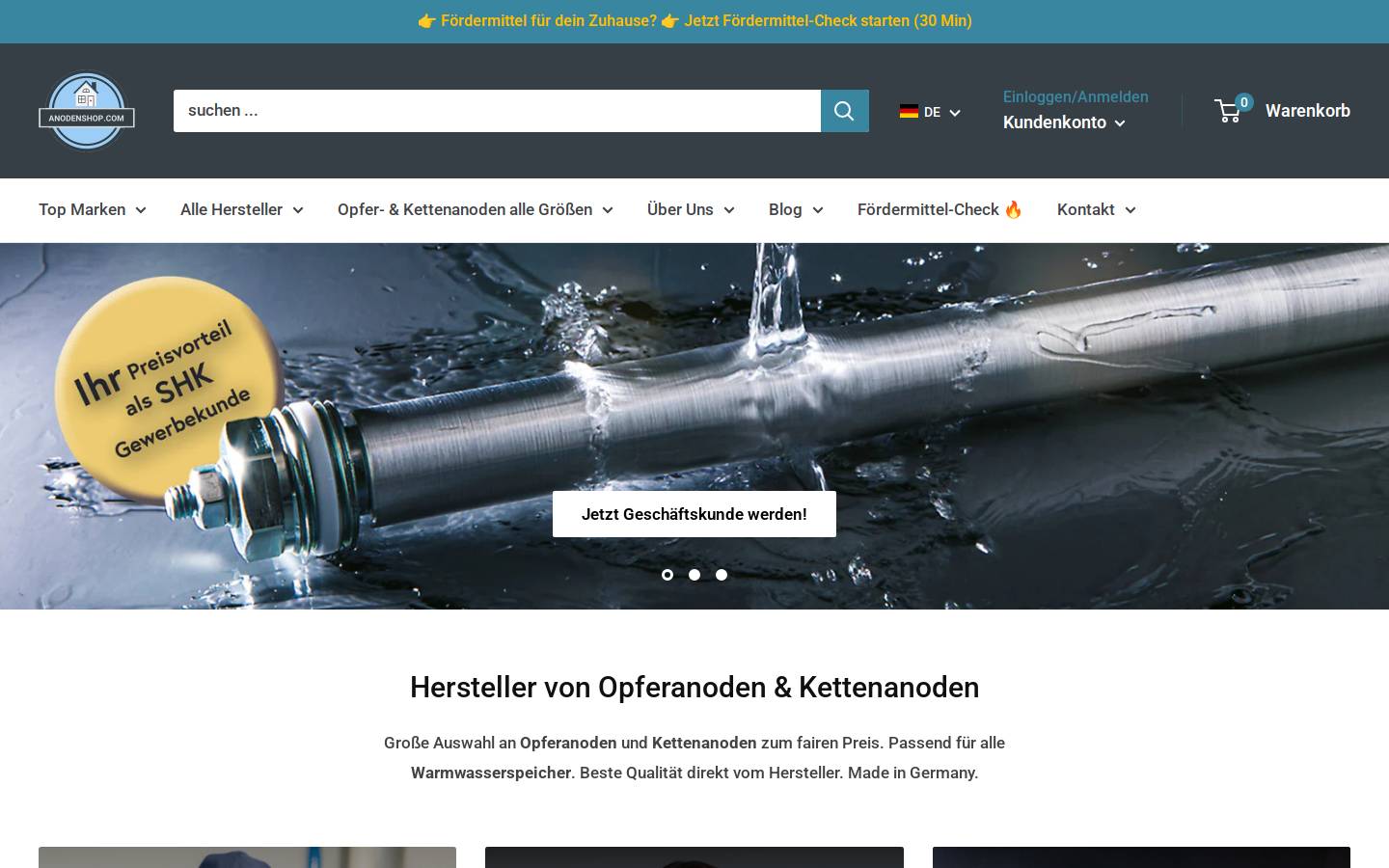 anodenshop.com homepage screenshot