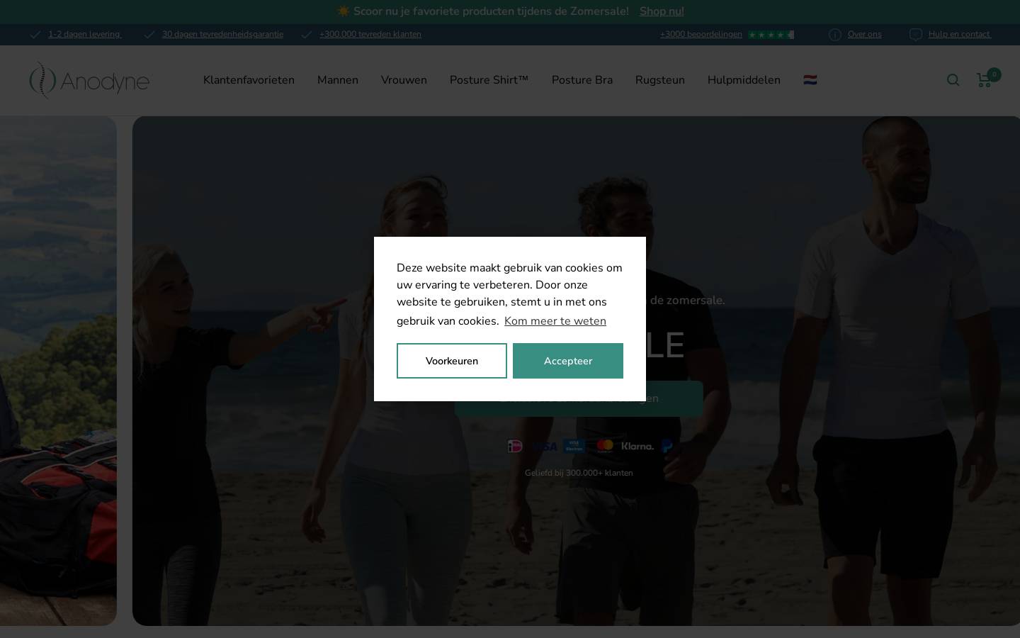 Anodyne.nl - Houdingcorrigerende kleding homepage screenshot