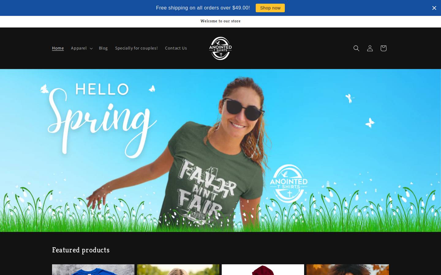 anointedtshirts.com homepage screenshot
