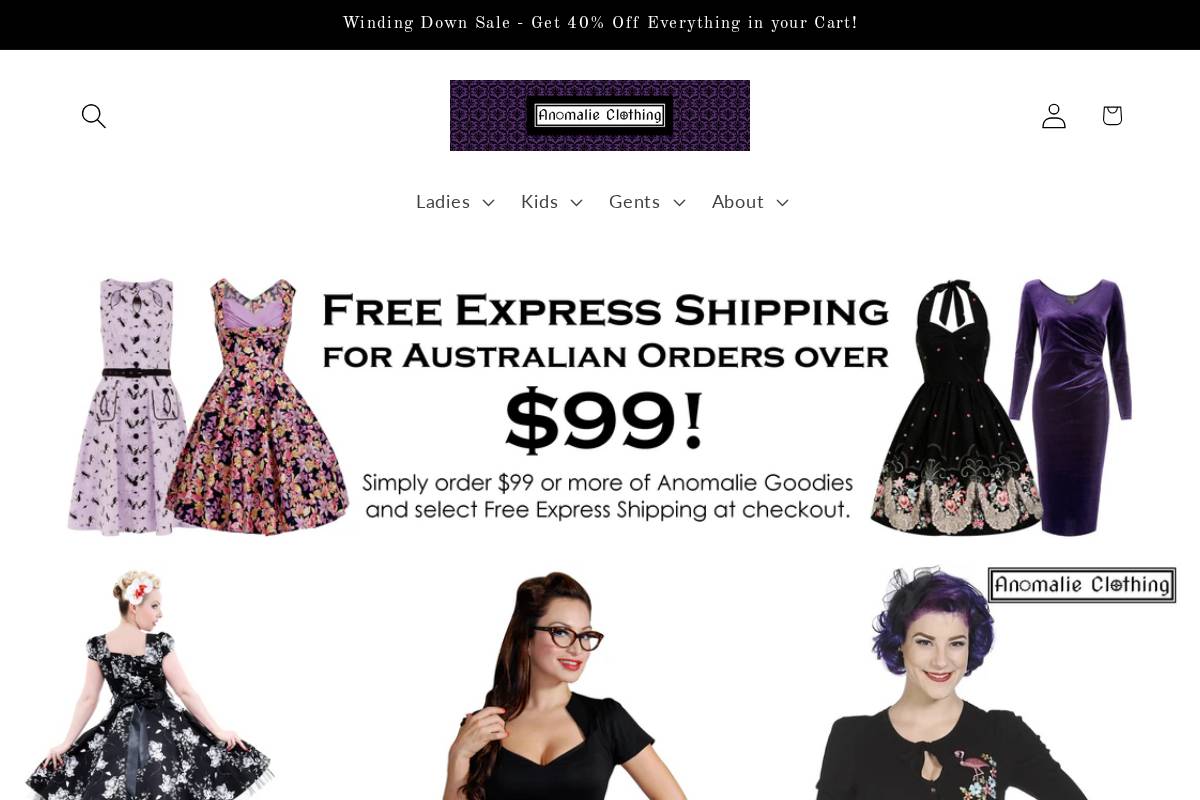 Anomalieclothing homepage screenshot