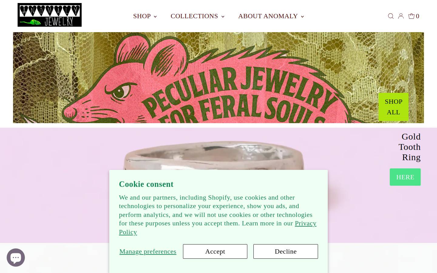 anomalyjewelry.com homepage screenshot