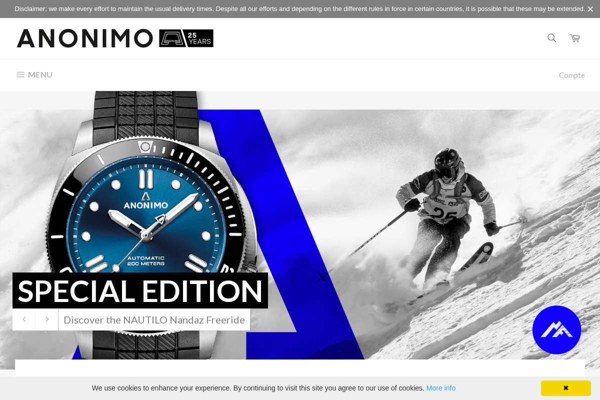 Anonimo Watches homepage screenshot