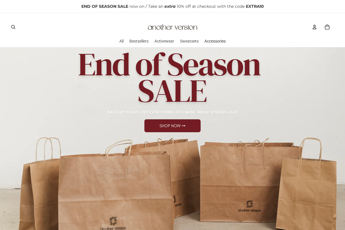 Another Version homepage screenshot