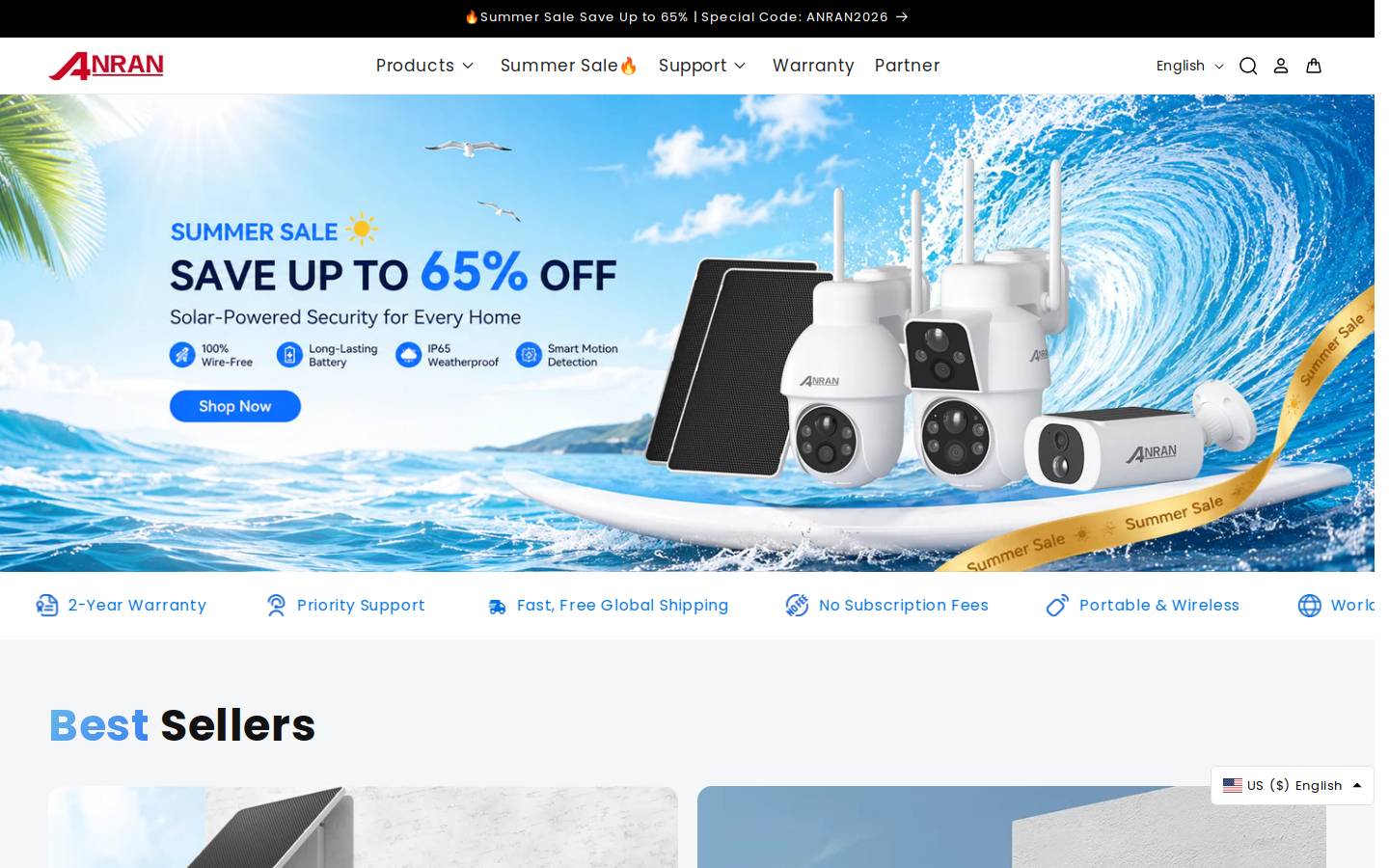 ANRAN Security Camera homepage screenshot
