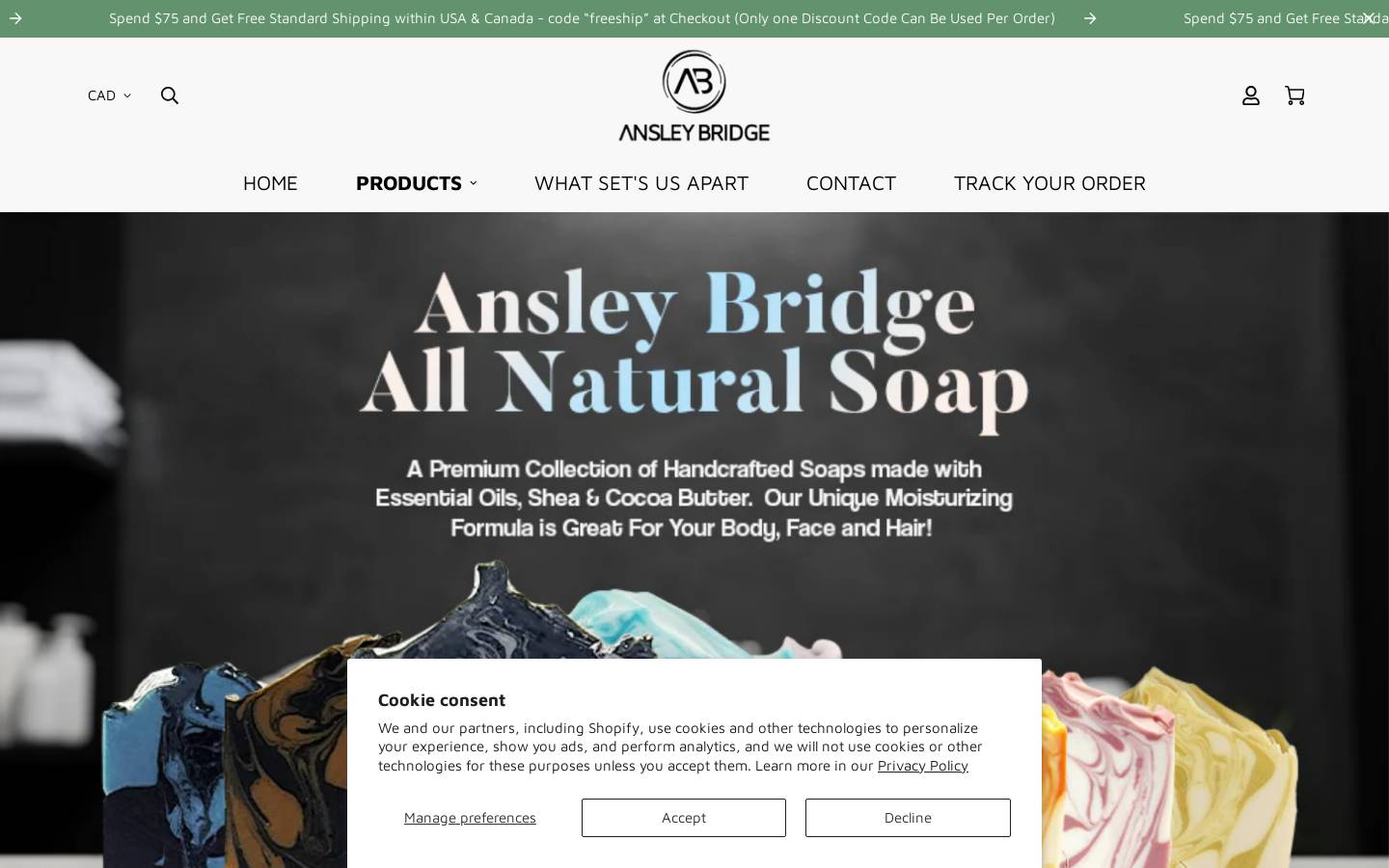 ansleybridge.com homepage screenshot