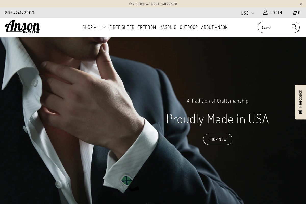 Anson USA homepage screenshot