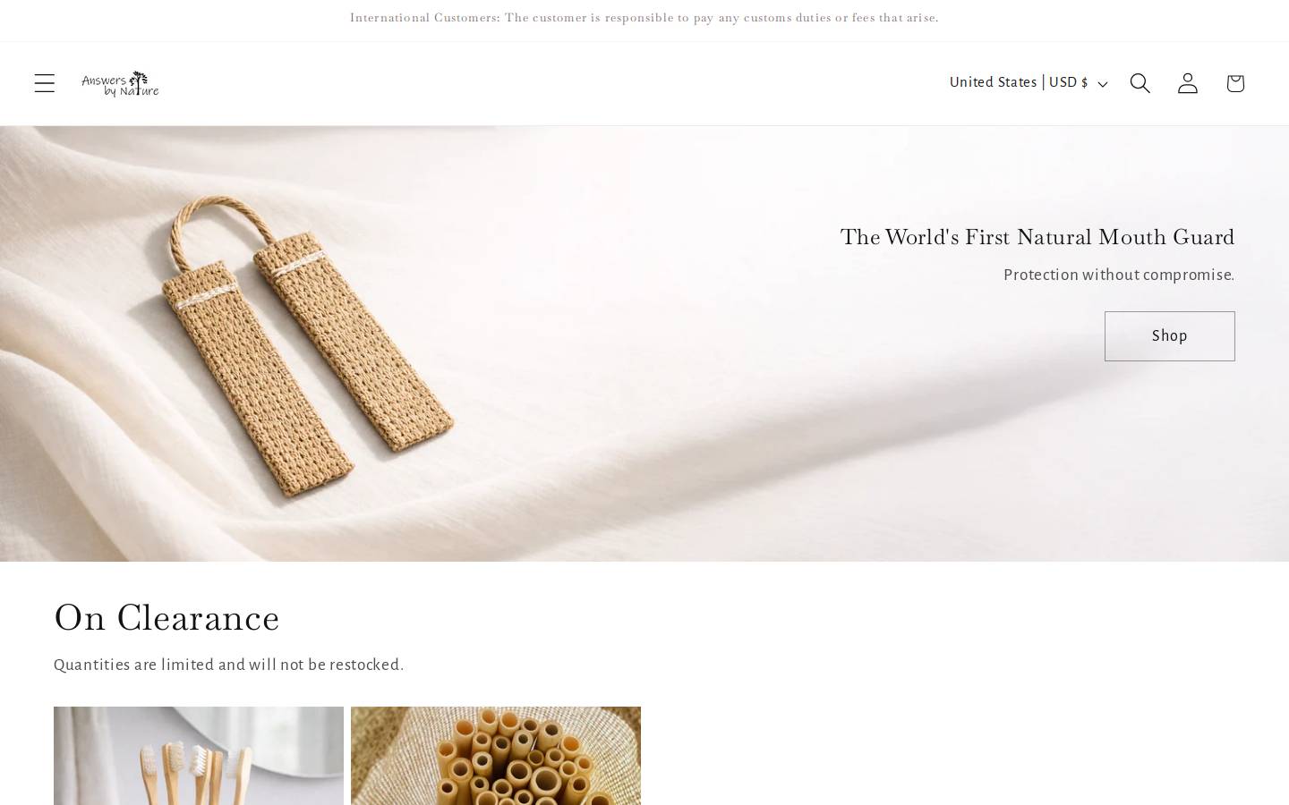 Answersbynature homepage screenshot